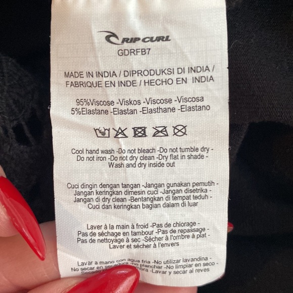 Rip Curl maxi dress black with side waist crochet cut outs L - Picture 8 of 12